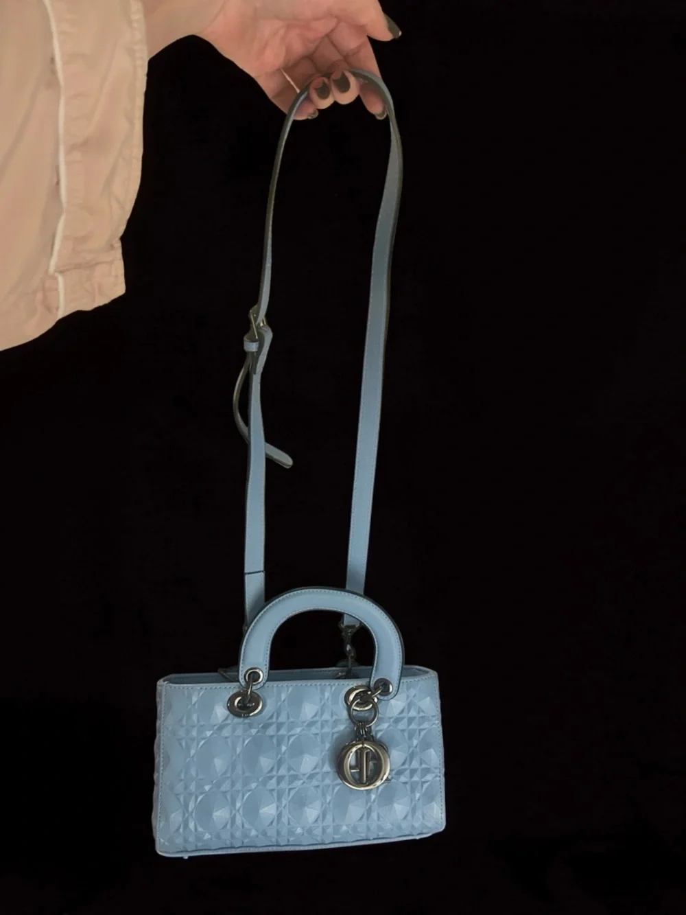 Dior Light Blue Patent Satchel with Dior Letter Charms - Picture 6 of 9